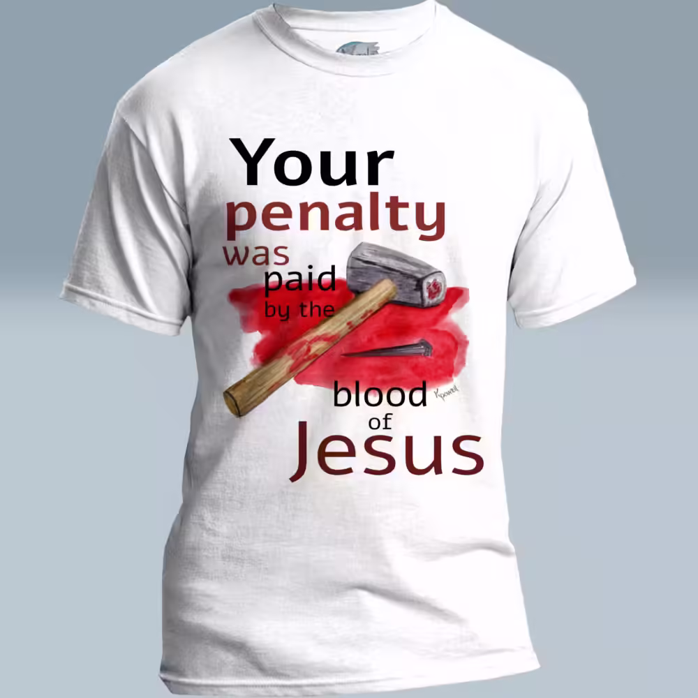Jesus Paid with His Blood Beautiful Gift of Grace White colored Haloed Tee