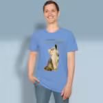 Jubilant Paws Tee Its Beautiful to Praise the Lord Carolina Blue Colored Haloed Tee happy male customer wearing the tee shirt