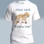 Kitten Tee Following The Lord Jesus in New Faith White Colored Haloed Tee