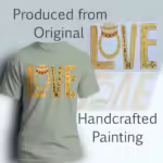 LOVE Story Tee The Vibrant Lord of Life and More Sage Colored Haloed Tee shown with the original watercolor painting