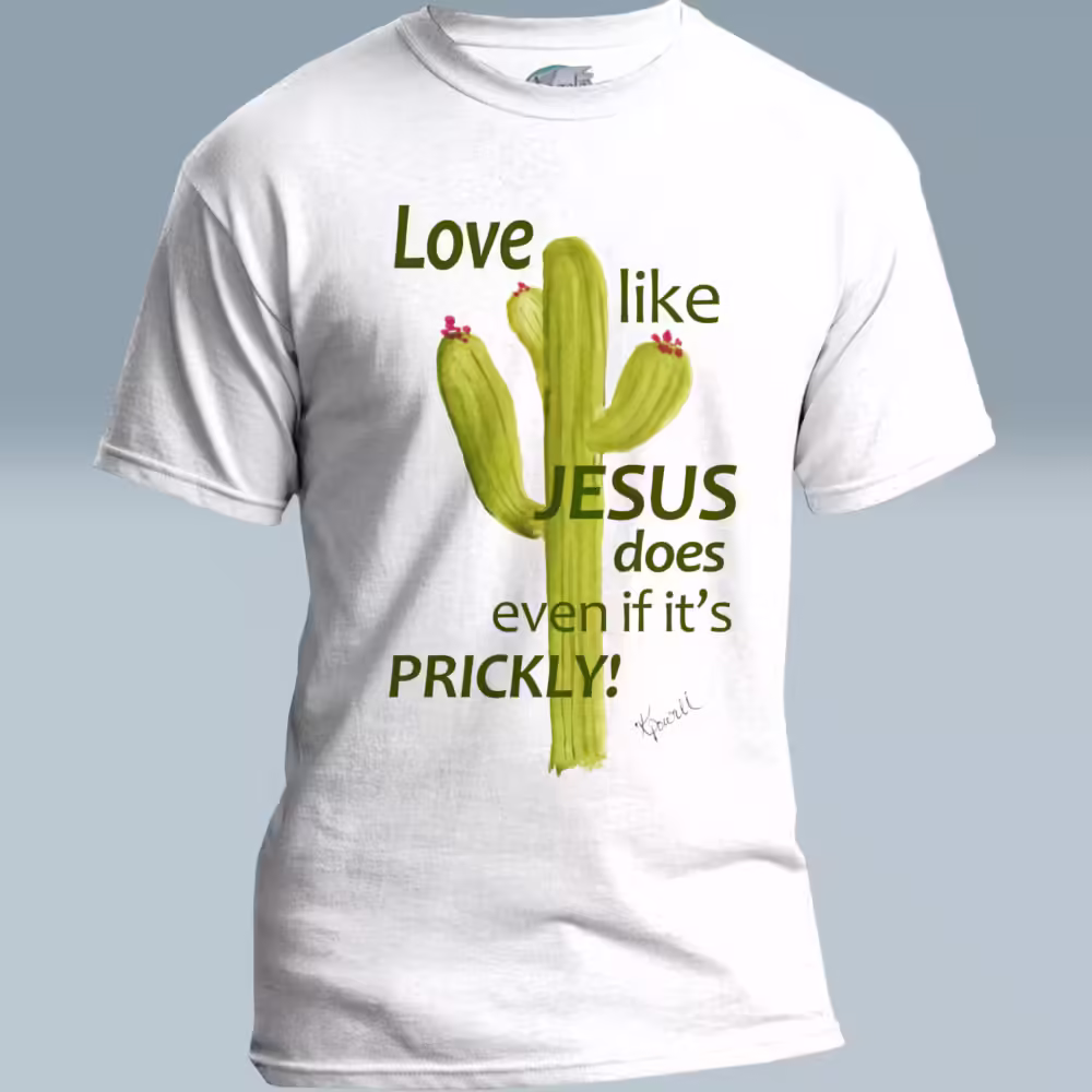 Love Like Jesus does even if it's prickly White Colored Haloed Tee