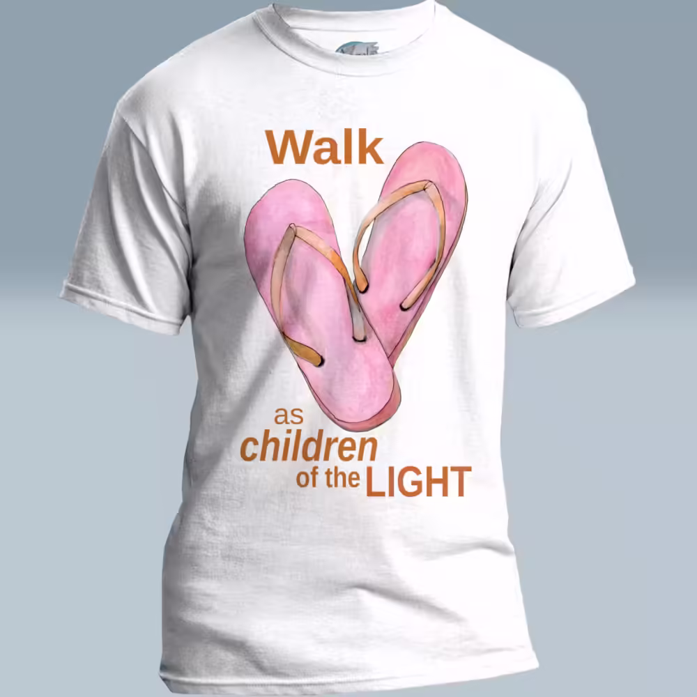 New Stride Tee - Walk as Children of the Light White Colored Haloed T-Shirt
