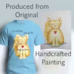 Purrfect Feline Tee Uplifting Love from the Heart Sky Colored Haloed Tee shown with the original water color painting