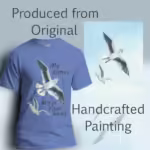 Seagull Serenity Tee New Fantastic Psalm 31:15 Inspiration Iris Colored Haloed Tee shown with the original watercolor painting