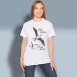 Seagull Serenity Tee New Fantastic Psalm 31:15 Inspiration White Colored Haloed Tee happy female customer wearing the tee shirt