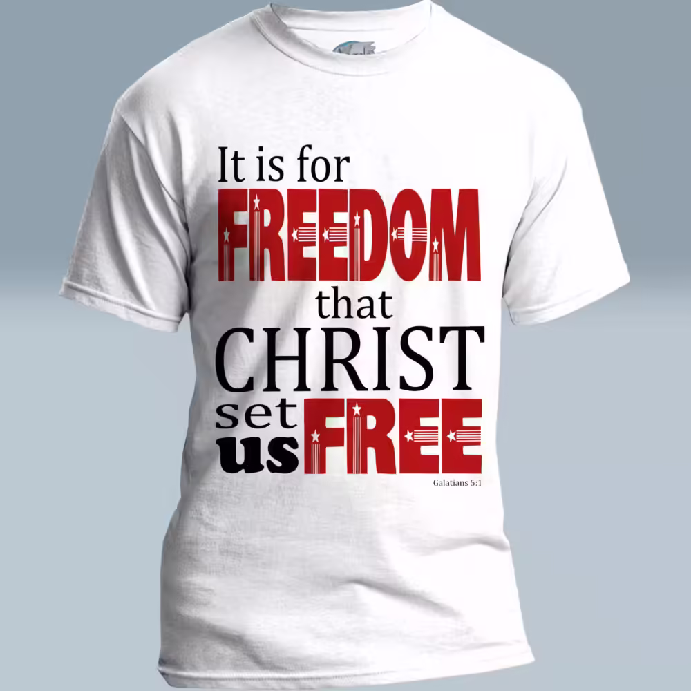 Set Free Tee Reclaim New Freedom through Christ White Colored Haloed Tee
