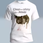 Shiny Thru Jesus - New Creation Thru Faith Pig White Colored Haloed Tee