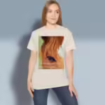 Stallion's Soul Tee The Creator's Stunning New Reflection Natural Haloed Tee female customer wearing the tee shirt
