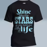 Starry Shine Tee Treasure the Wonderful Word of Life Black Colored Haloed Tee