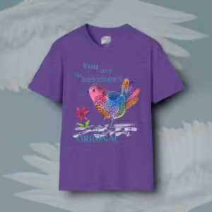 The Designer's Tee A Fantastic New Creation Heather Purple Colored Haloed T-Shirt Framed by Angels Fly Here