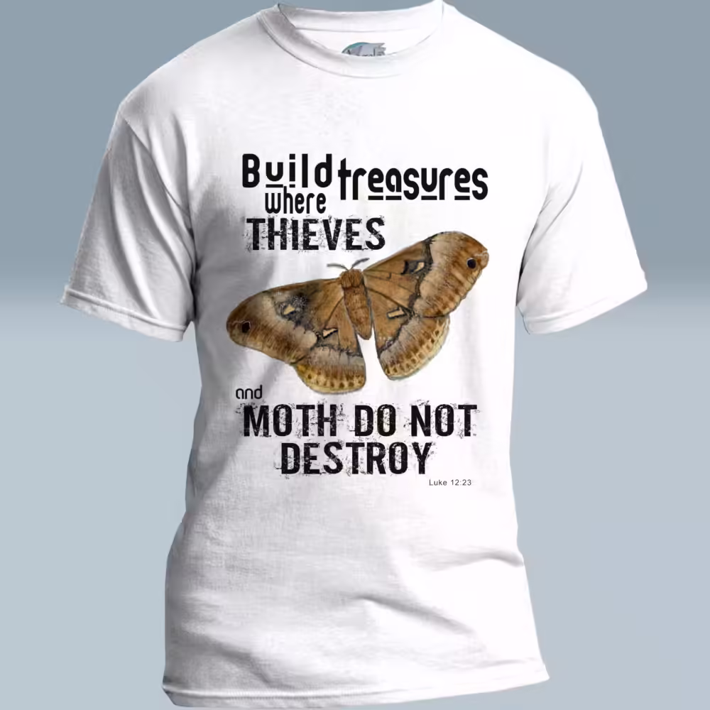 Treasure Moth Tee Beautiful Art and Eternal Wisdom White Colored Haloed Tee
