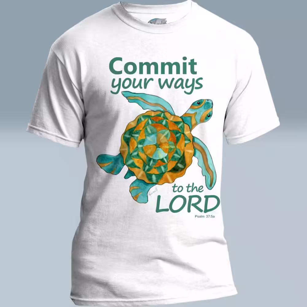 Turtle Trails Tee Trusting in the Lord's Better Path White Colored Haloed Tee