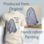 Way of the Skipper Tee Colorful Detailed Beauty in Faith Natural Color Haloed Tee shown with the original watercolor painting