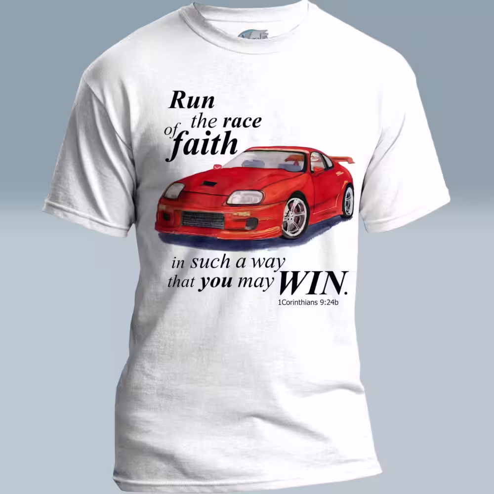 Winning Tee the Faithful Race Running better to Victory White Haloed T-Shirt
