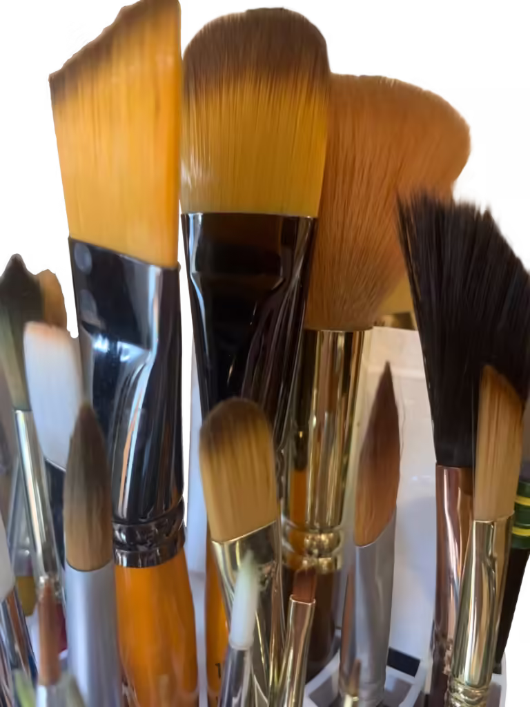 Watercolor Brushes Up Close in brush holder