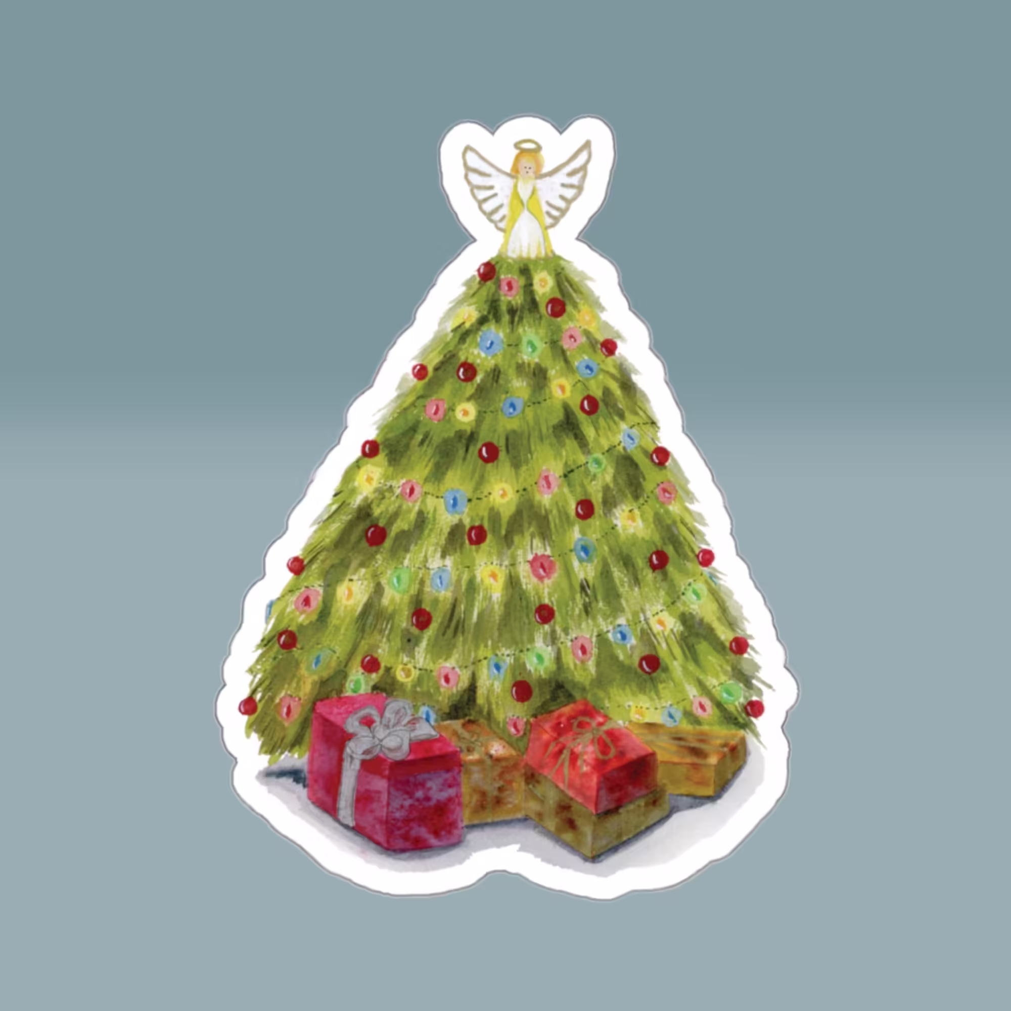 Christmas Tree Joy Angel & Presents Sticker