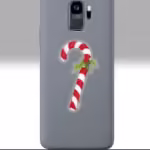 Classic Christmas Candy Cane Sticker 3x3 Transparent on a Phone