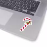 Classic Christmas Candy Cane Sticker 3x3 White