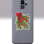 Classic Garland Red Bow Christmas Sticker 3x3 Transparent on a Phone