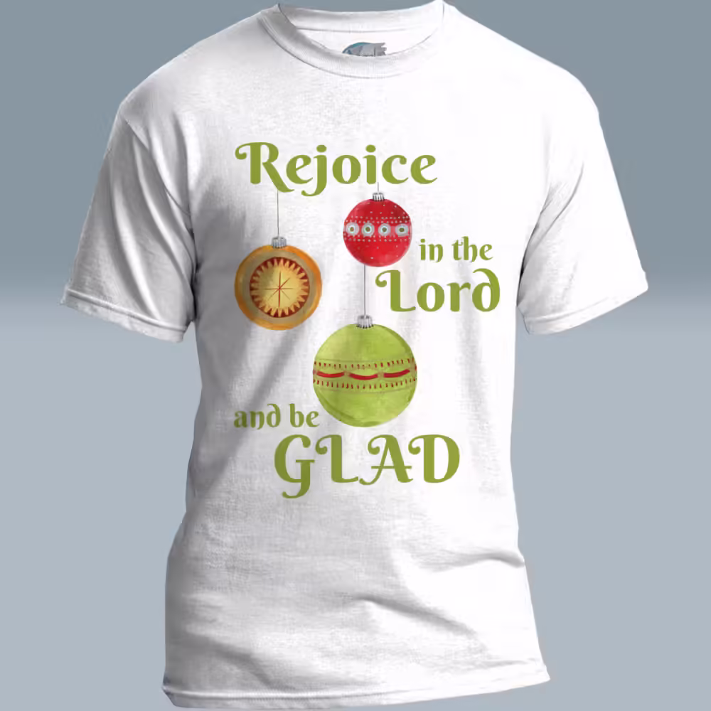 Festive Ornaments Tee Shining Stars & Holiday Cheer White Colored Haloed Tee