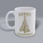 Golden Merry Christmas Tree Mug Left