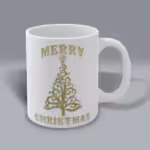 Golden Merry Christmas Tree Mug Right