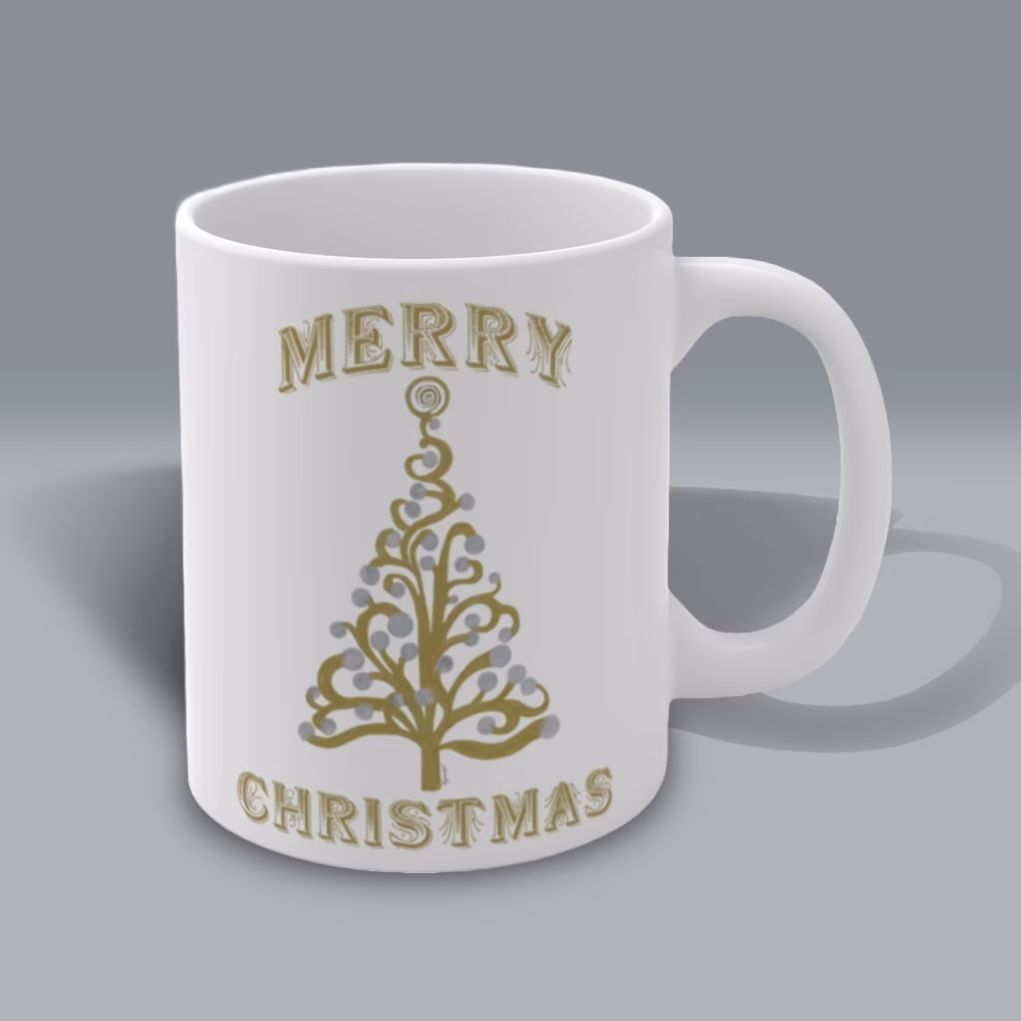 Golden Merry Christmas Tree Mug Right