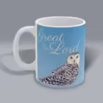 Great is the Lord Snow Owl Mug – Spiritual Sips Winter Collection Leff