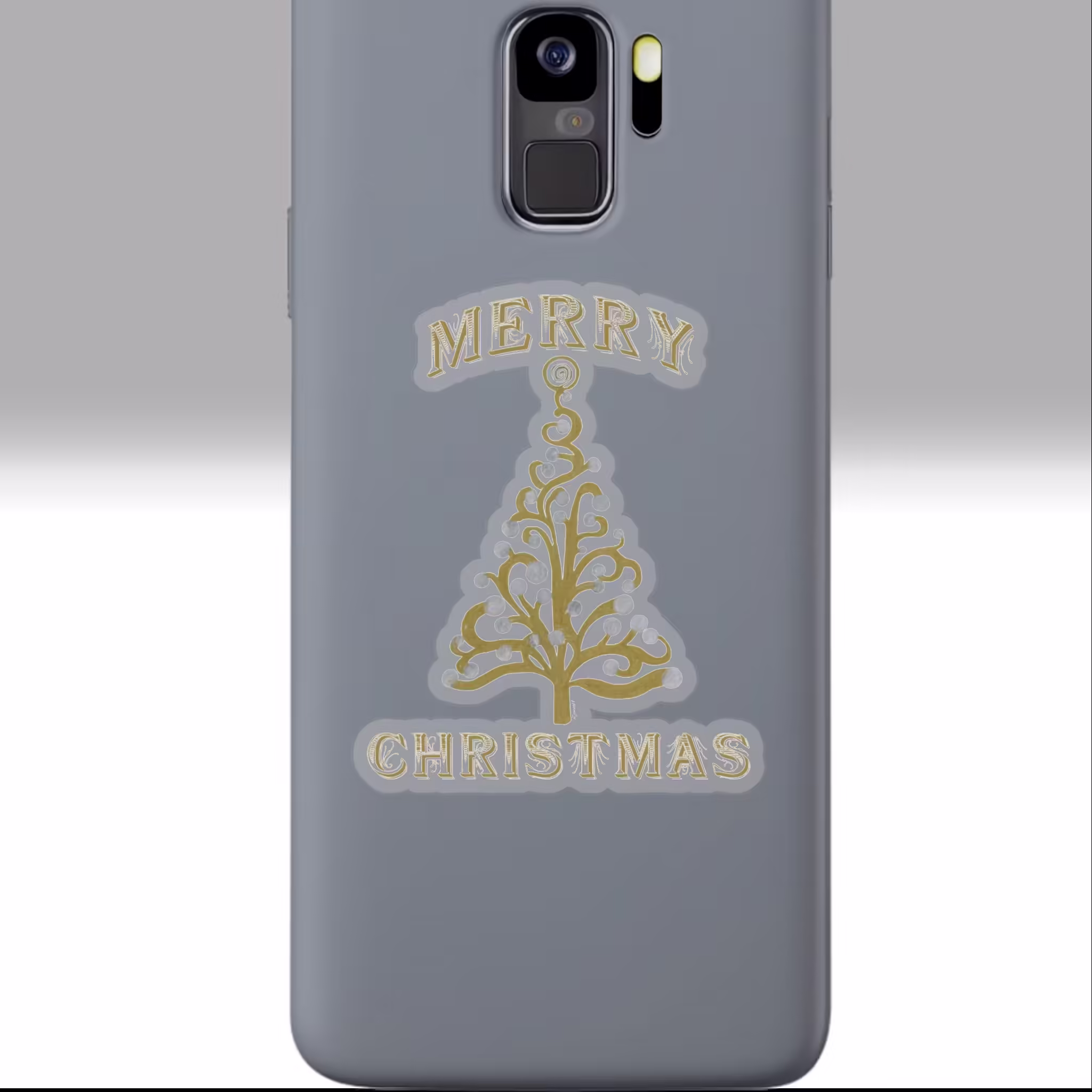 Merry & Bright Gold Christmas Tree Sticker transparent phone sticker
