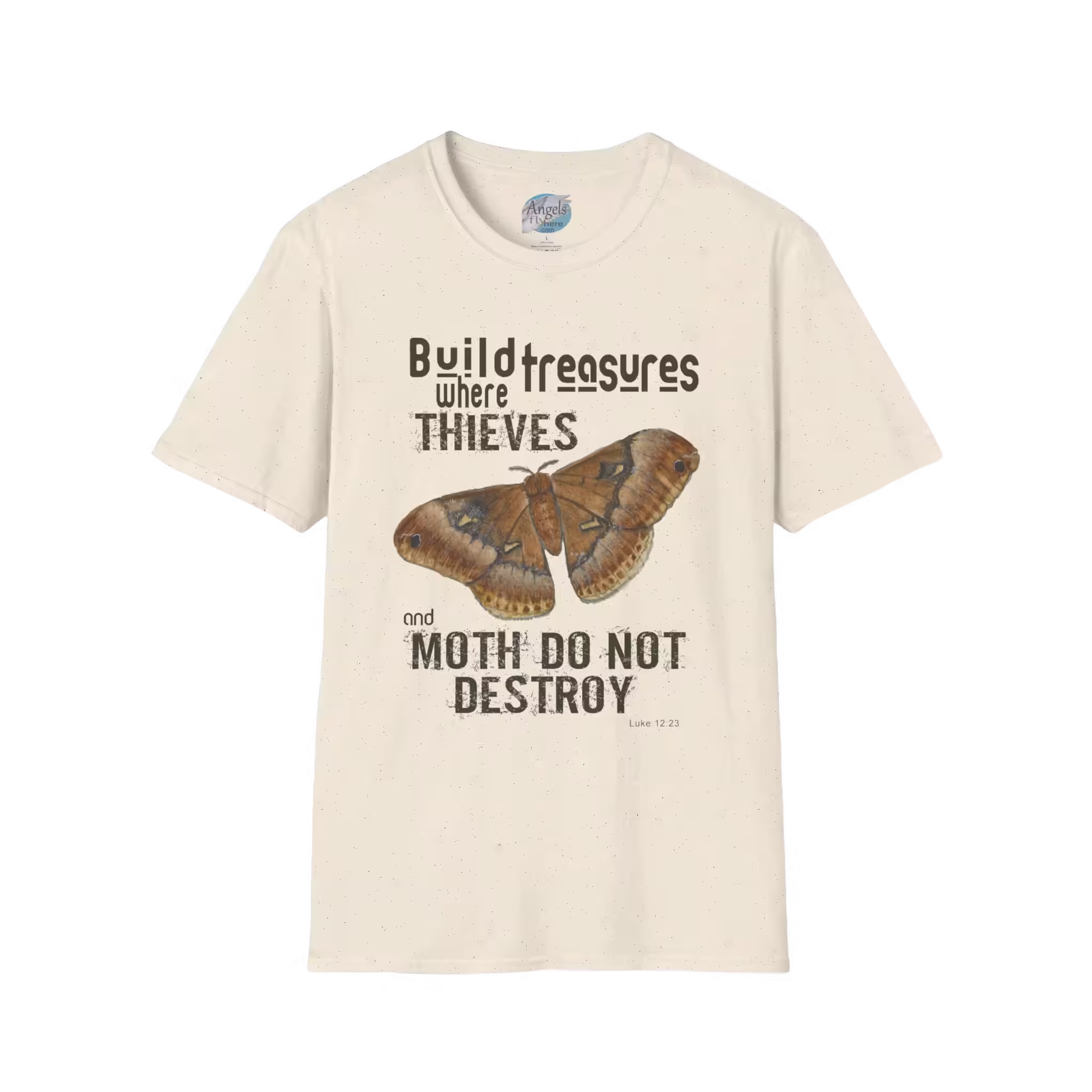 Treasure Moth Tee Beautiful Art and Eternal Wisdom Natural Colored Haloed Tee