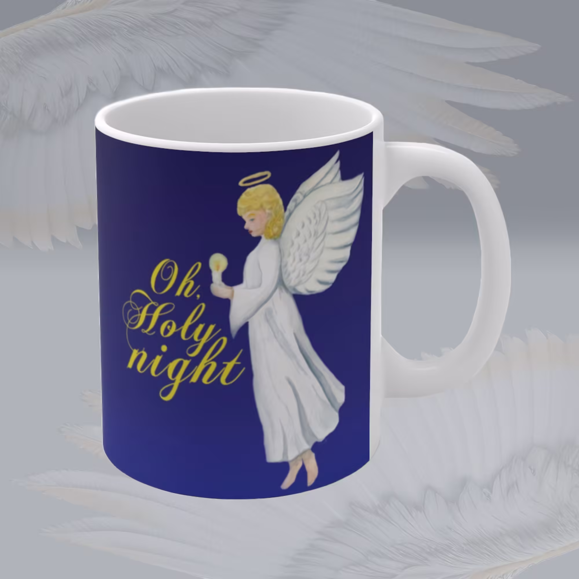 Oh Holy Night Angel Mug – Spiritual Sips Winter Collection Right Framed By Angels Fly Here
