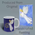 Oh Holy Night Angel Mug – Spiritual Sips Winter Collection Right Shown with the Original Watercolor painting