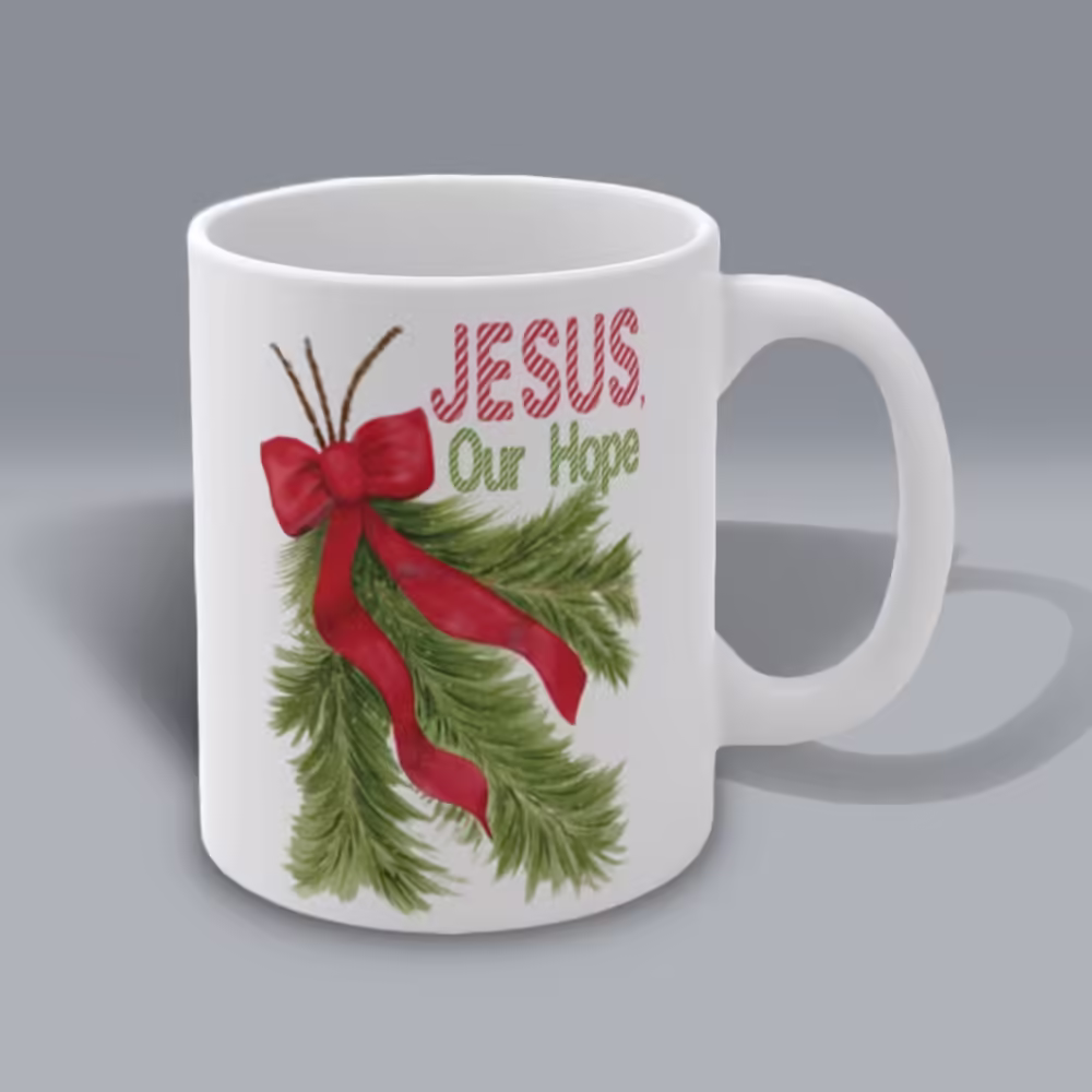 Red Bow of Hope Christmas Mug Right