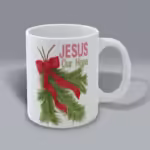 Red Bow of Hope Christmas Mug Right