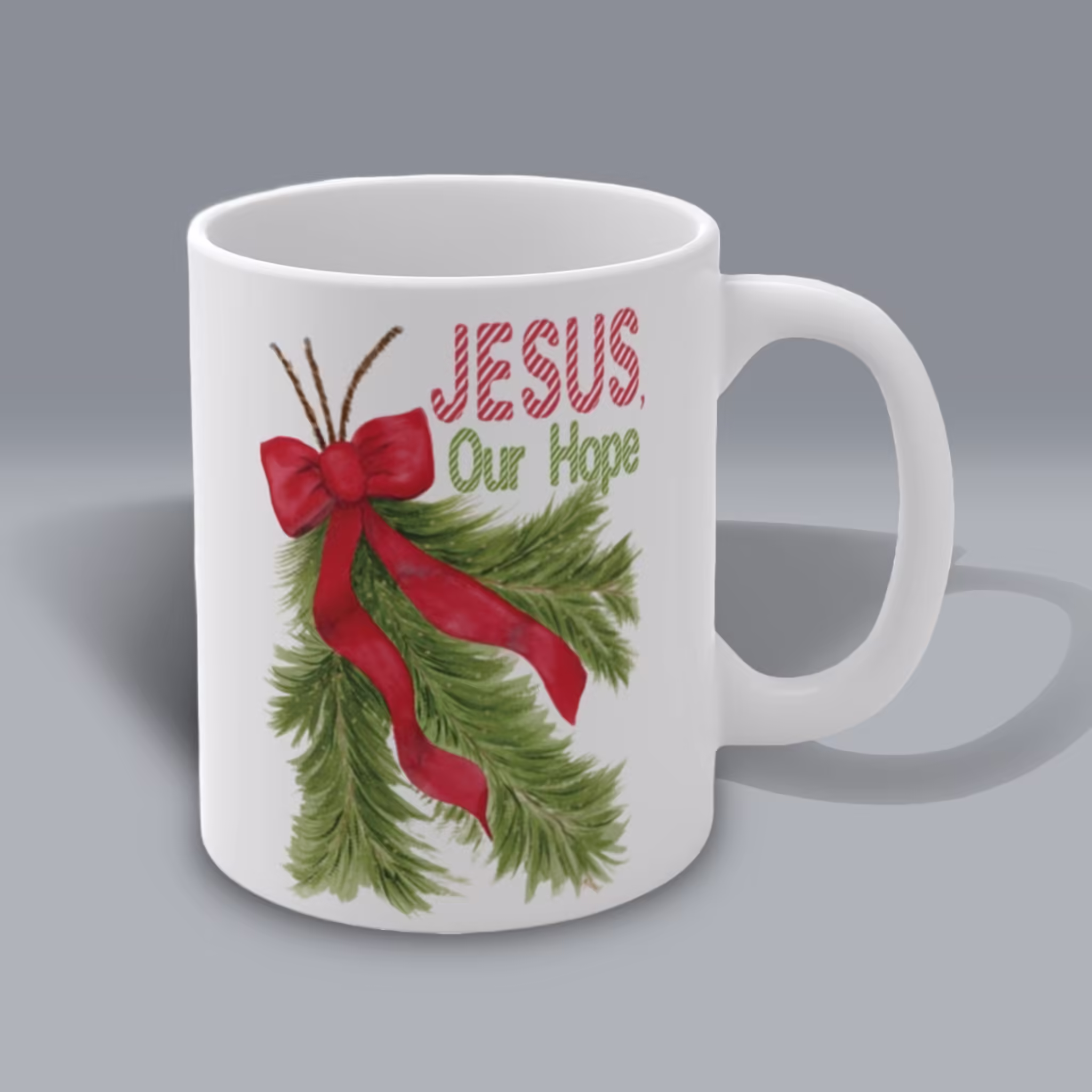 "Red Bow of Hope" Christmas Mug – Spiritual Sips Collection