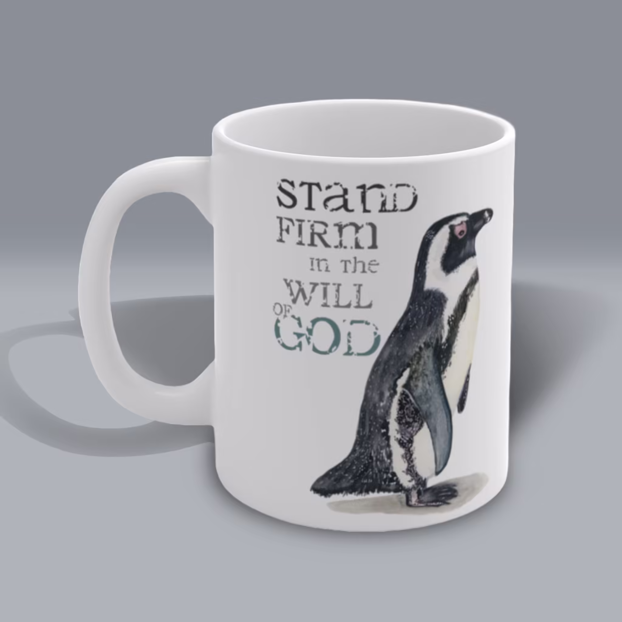 Stand Firm Penguin Winter Mug Left