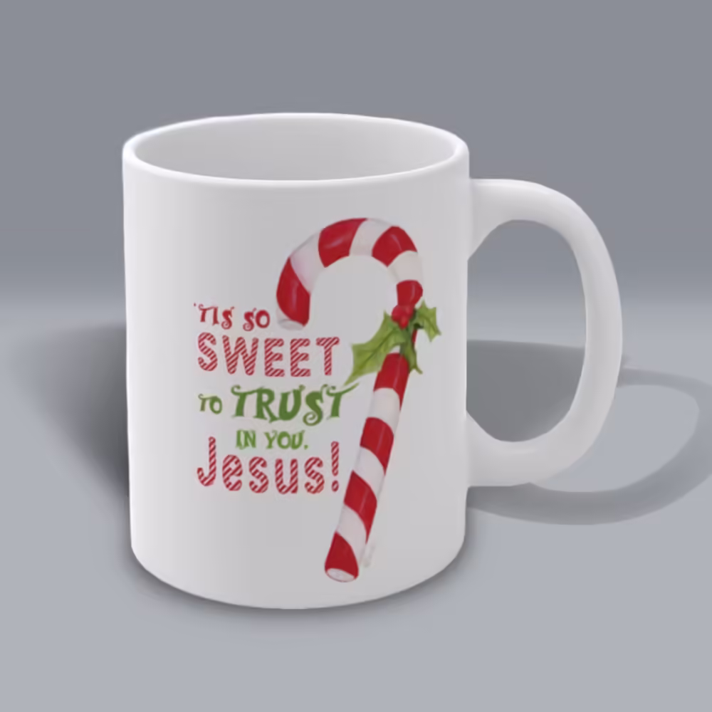 Sweet Trust Christmas Candy Cane and Holly Mug Right