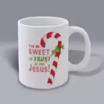 Sweet Trust Christmas Candy Cane and Holly Mug Right