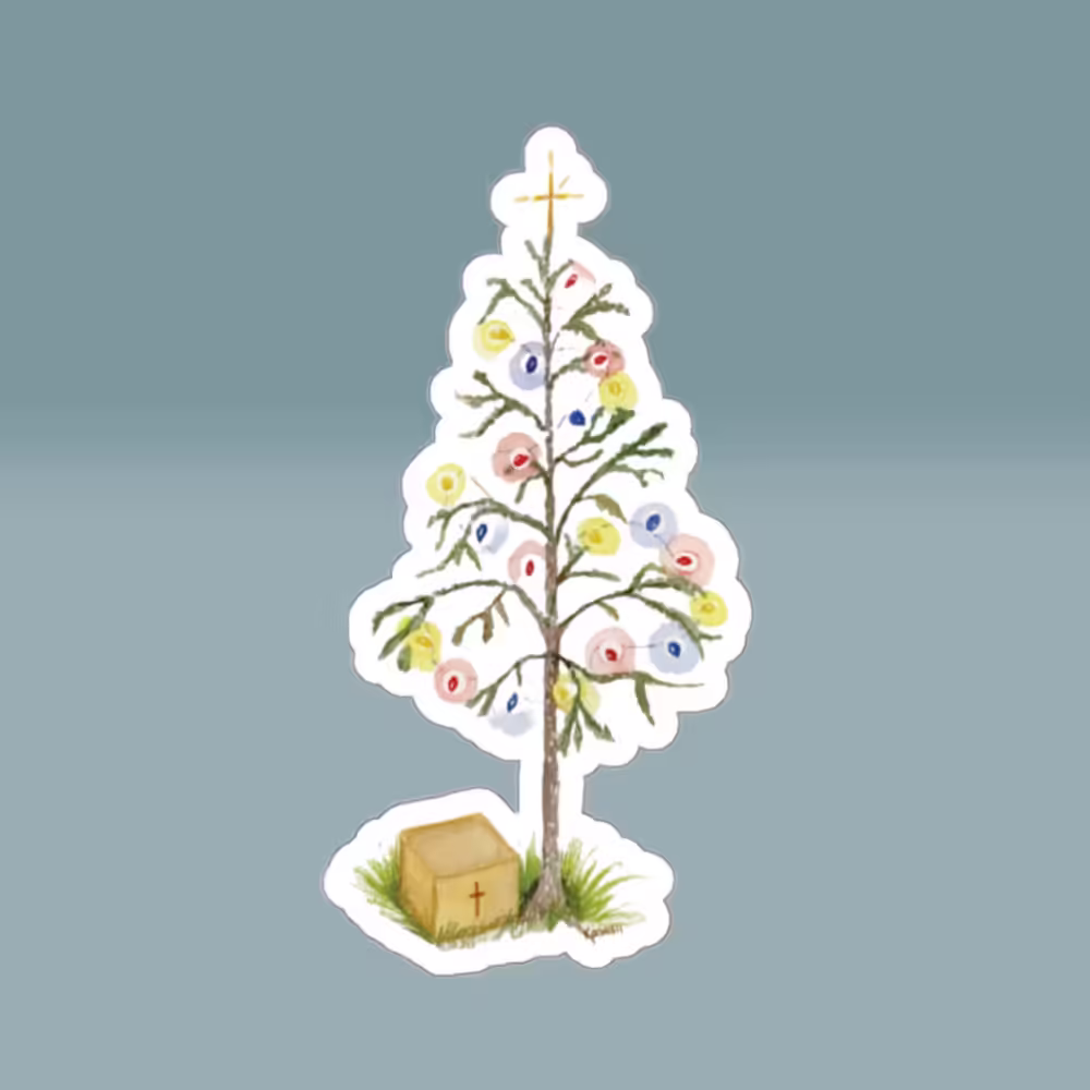 The Gift of Jesus Simple Christmas Tree Sticker White