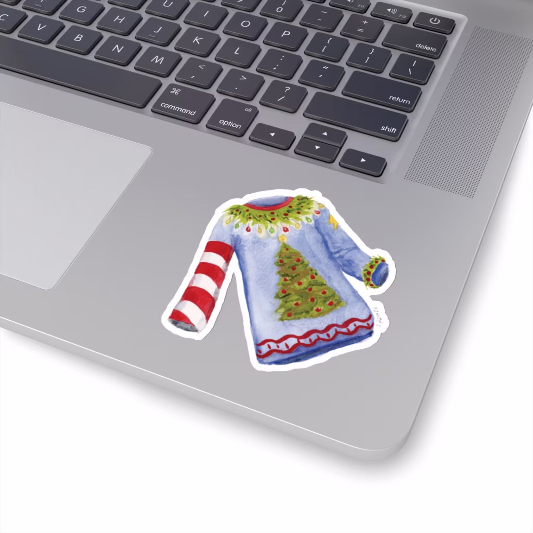 Ugly Christmas Sweater Sticker 3x3 White