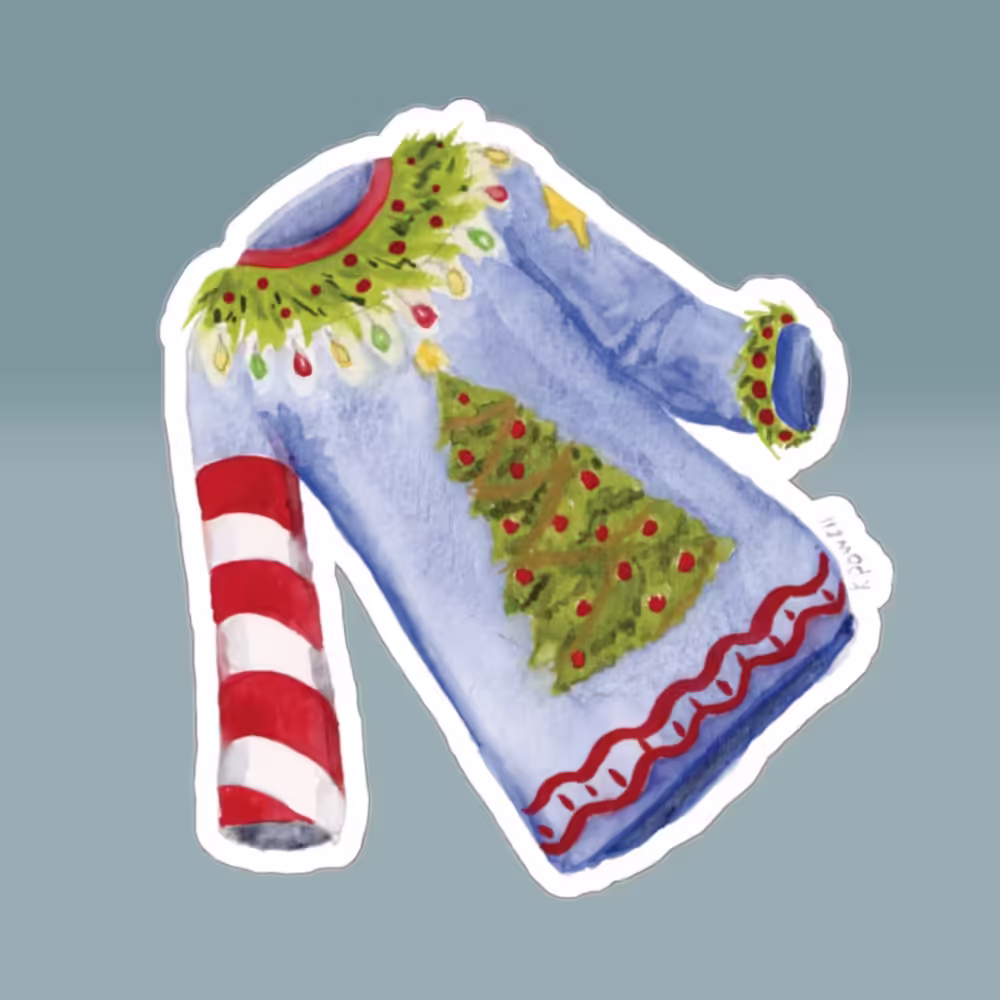 Ugly Christmas Sweater Sticker White