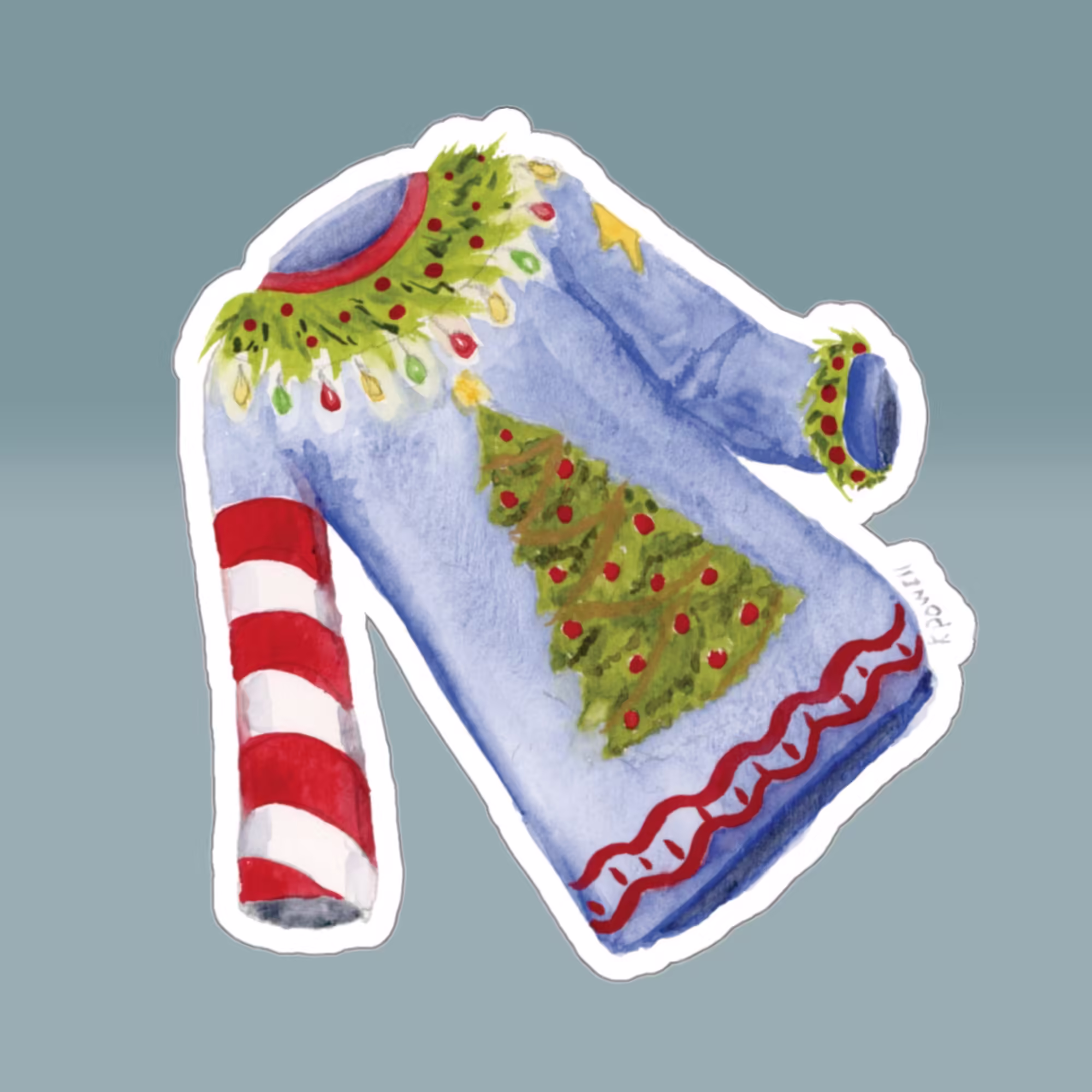 Ugly Christmas Sweater Sticker White