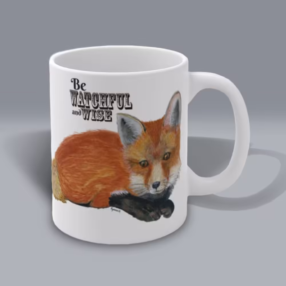 Watchful and Wise Red Fox Winter Mug Right Side