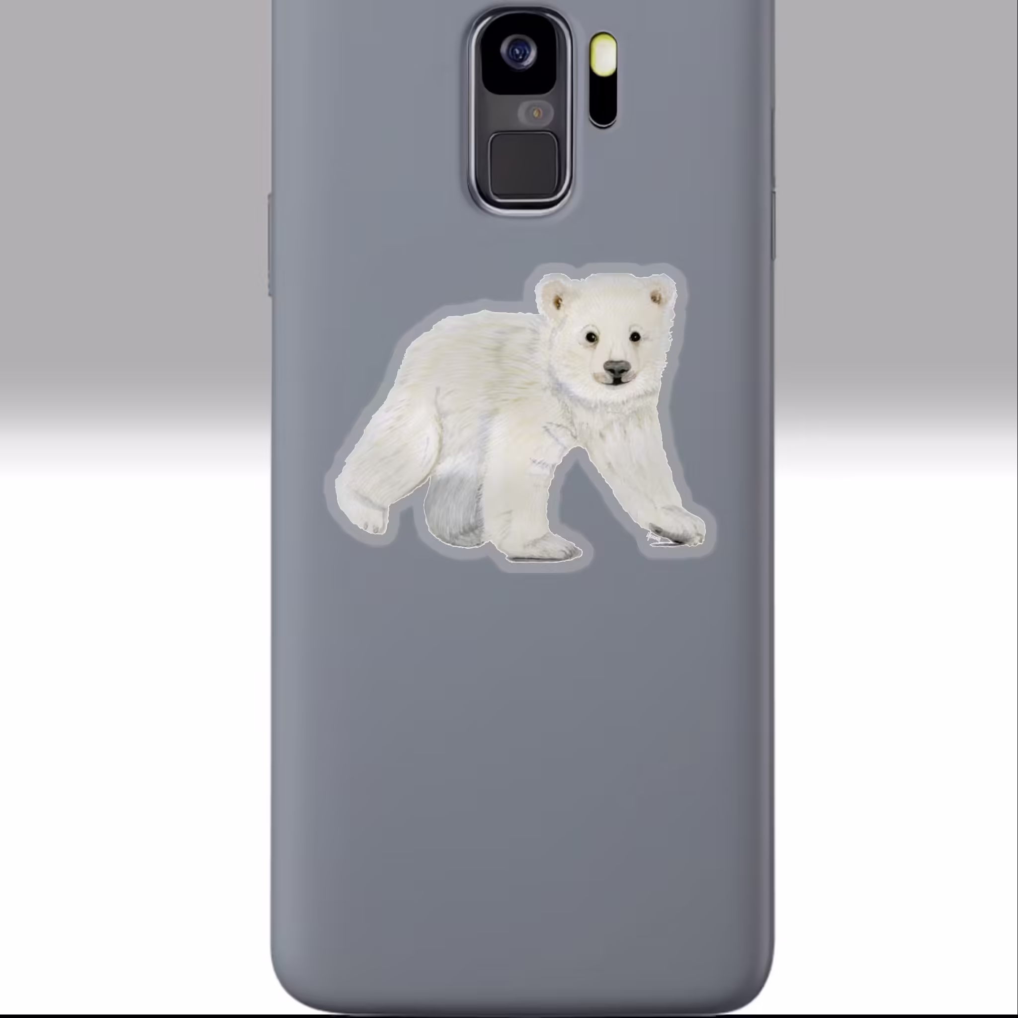Winter Collection - Polar Bear Sticker 3x3 Transparent on a Phone