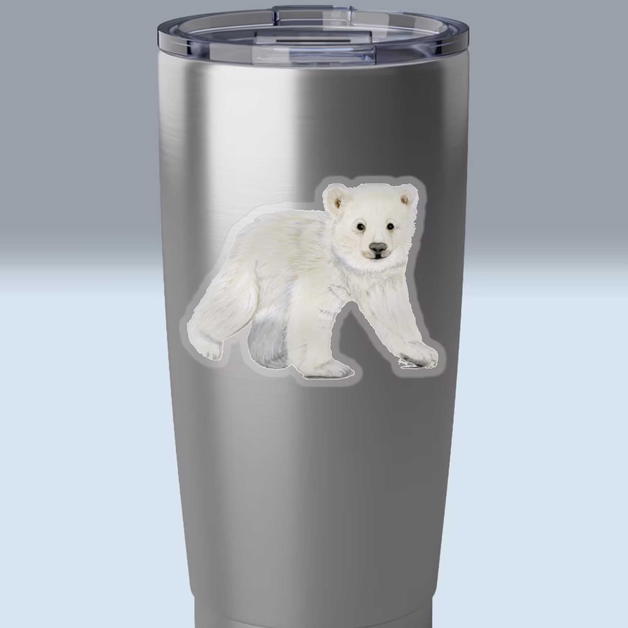 Winter Collection - Polar Bear Sticker 3x3 Transparent on a tumbler