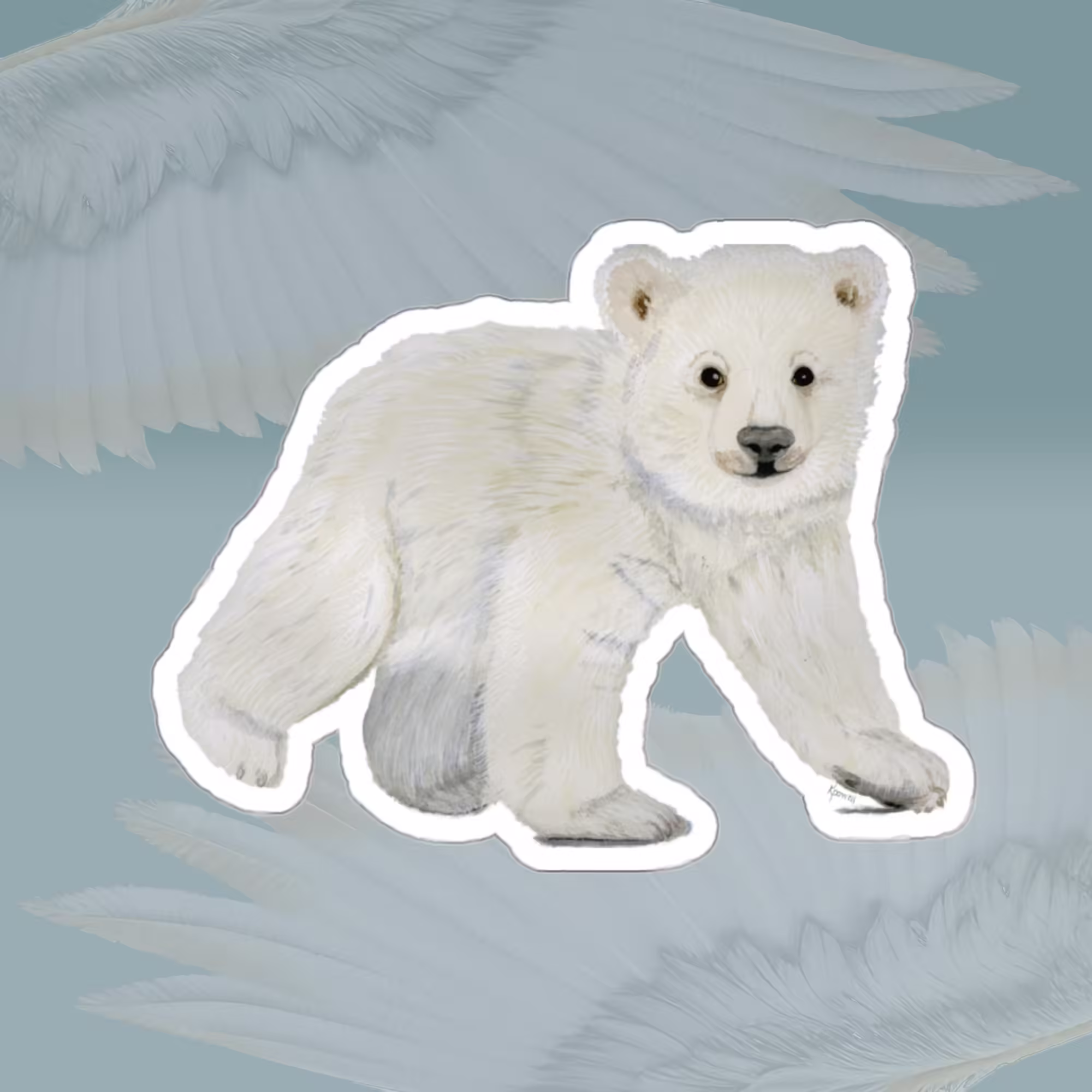 Winter Collection - Polar Bear Sticker White Framed By Angels Fly Here