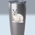 Winter Collection - Snowshoe Rabbit Sticker 3x3 Transparent on a Tumbler