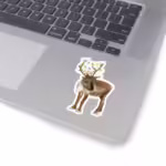 Winter Wonderland Reindeer Christmas Lights Sticker 3x3 White