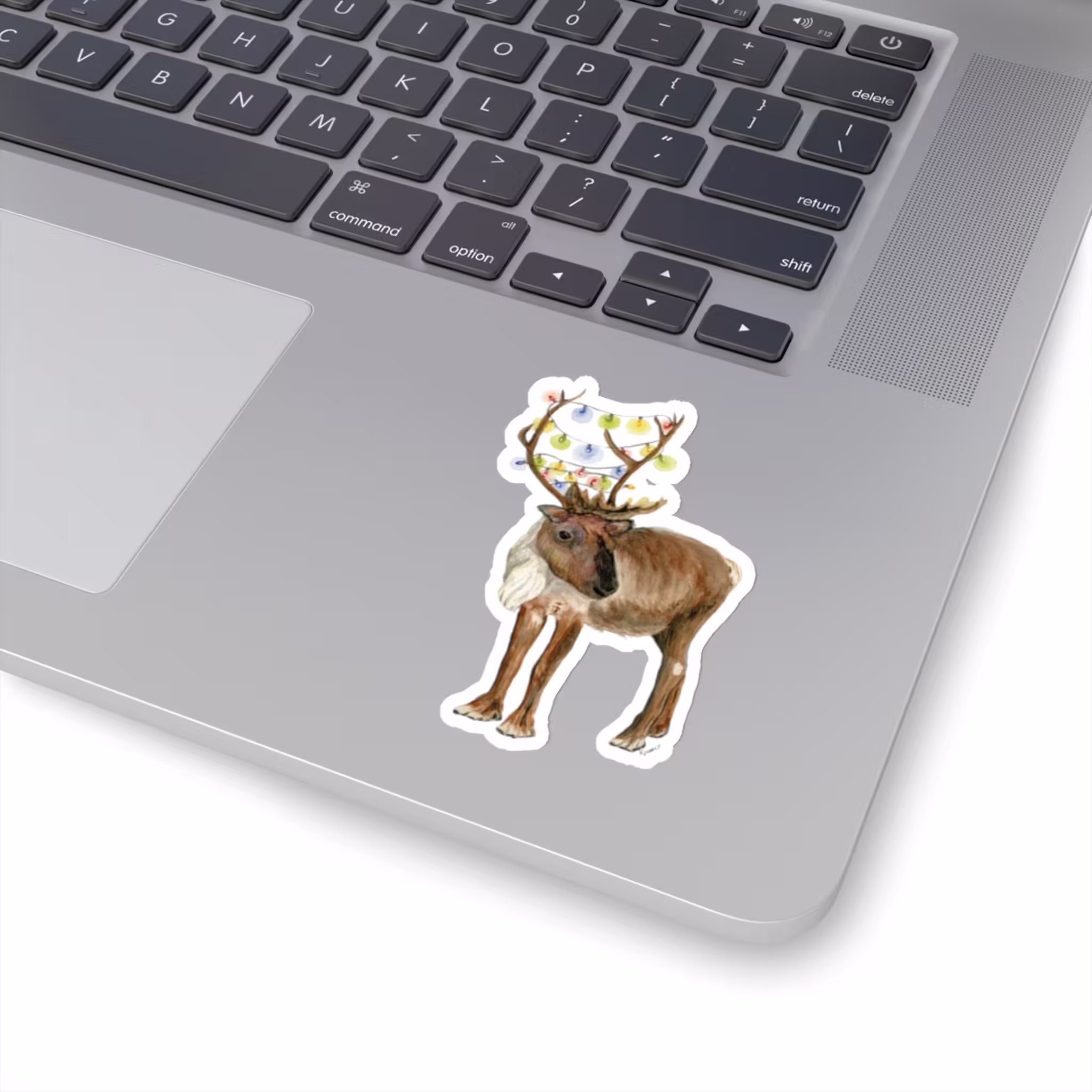 Winter Wonderland Reindeer Christmas Lights Sticker 3x3 White