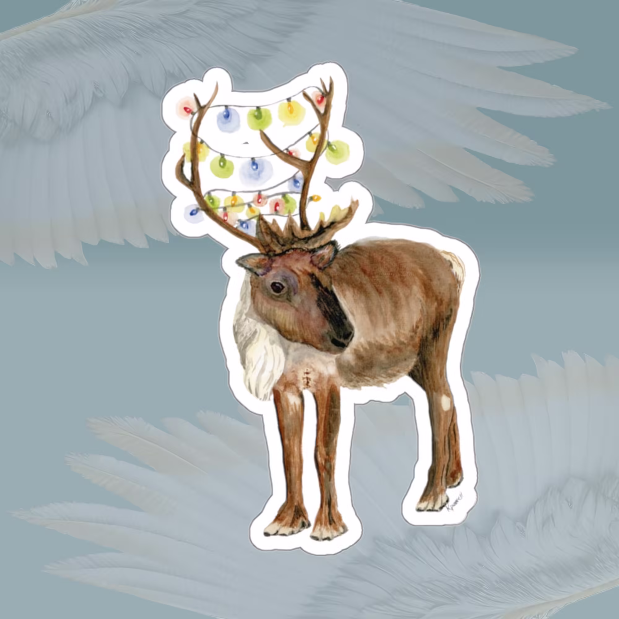 Winter Wonderland Reindeer Christmas Lights Sticker Framed By Angels Fly Here